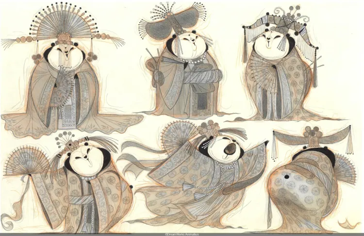 Une panda danseuse en habits traditionnels chinois